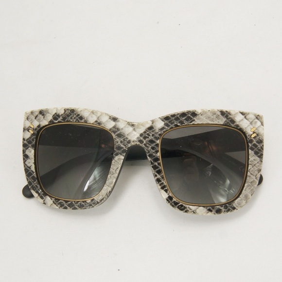 Stella McCartney Snake Skin Leopard Print Black White Square Sunglasses - Picture 2 of 5